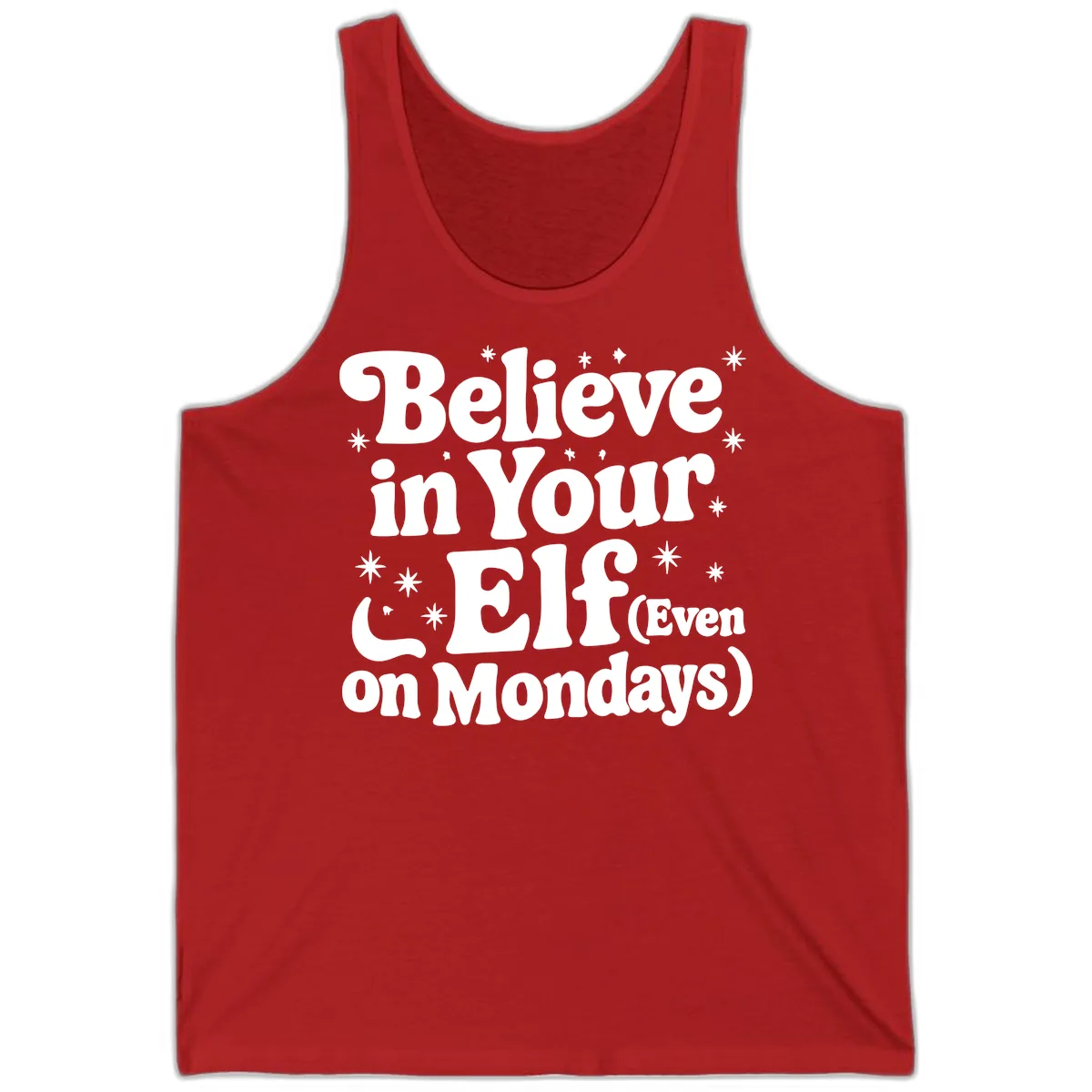 Believe In Your Elf On Mondays Tank in Red