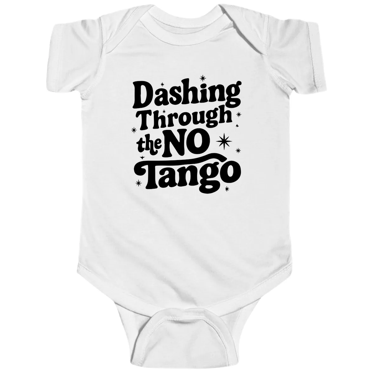 Dashing Through the NO Tango Baby Onesie in White