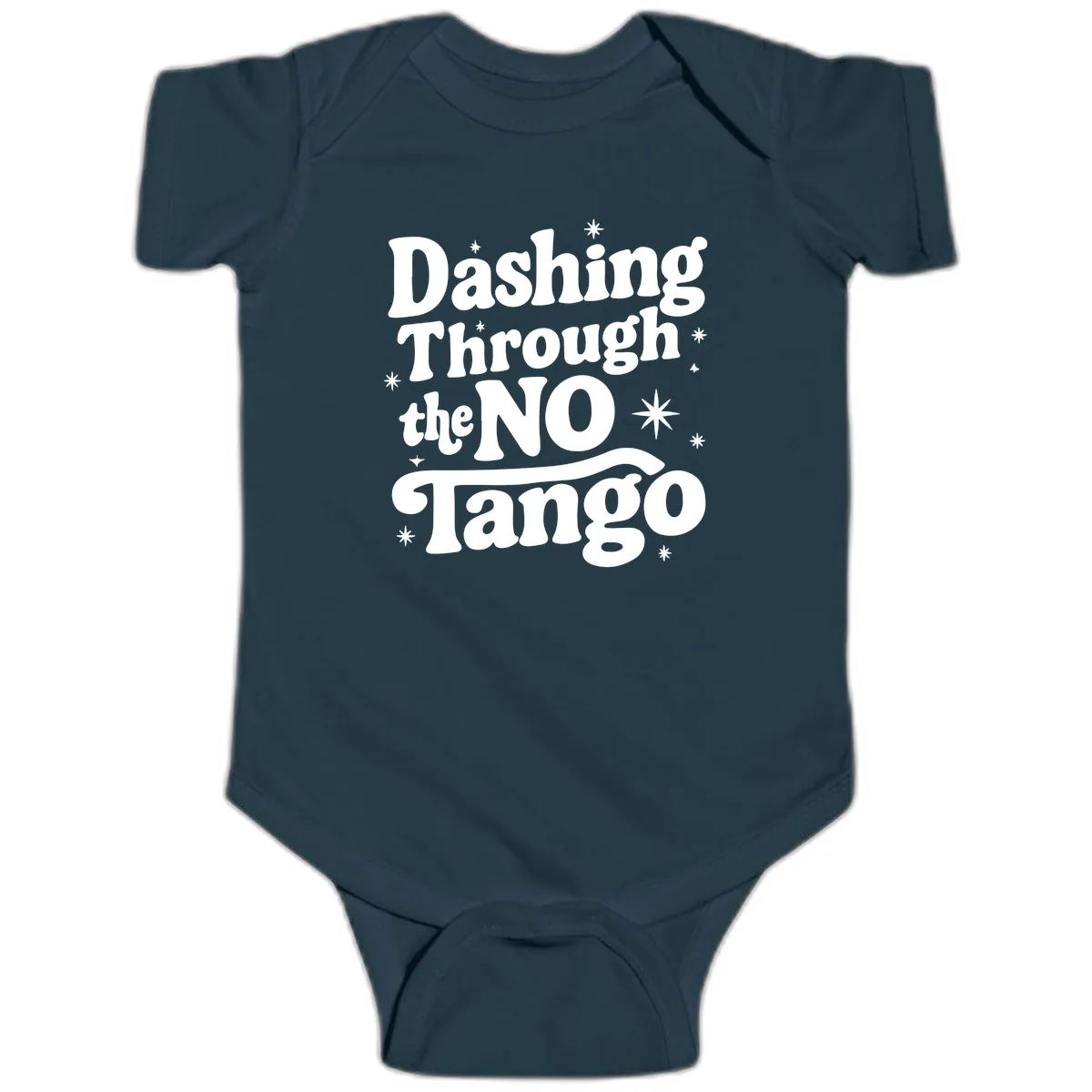 Dashing Through the NO Tango Baby Onesie in Navy