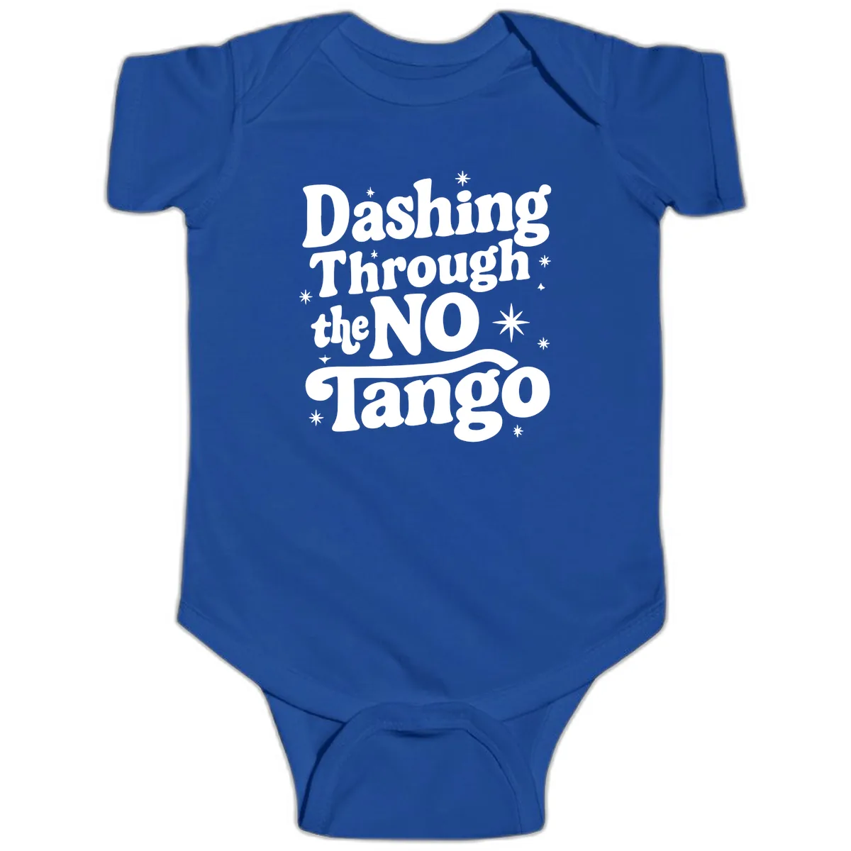 Dashing Through the NO Tango Baby Onesie in Royal