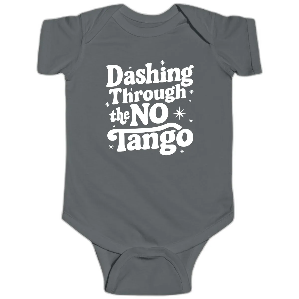Dashing Through the NO Tango Baby Onesie in Charcoal