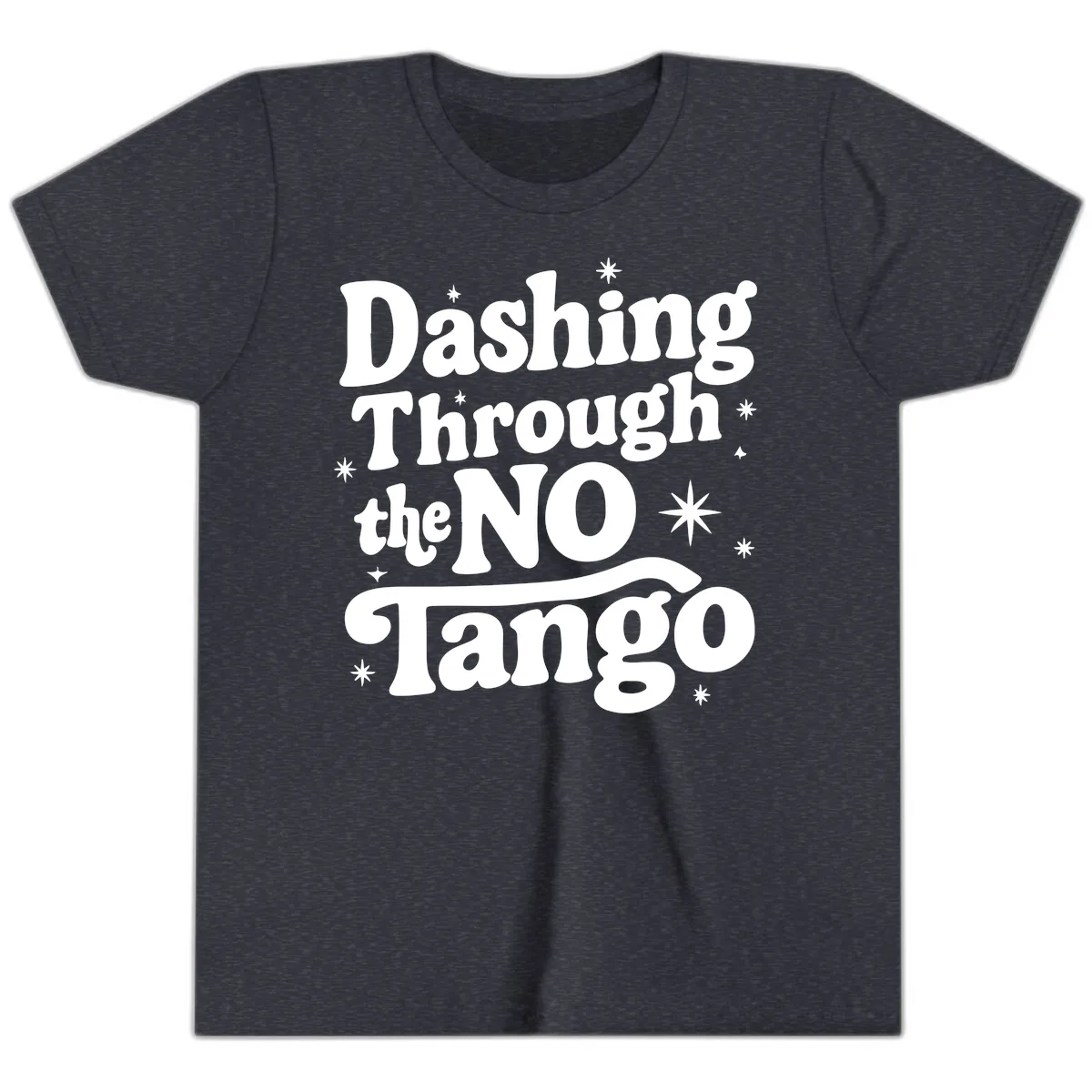 Dashing Through the NO Tango Youth T-Shirt in Heather Navy