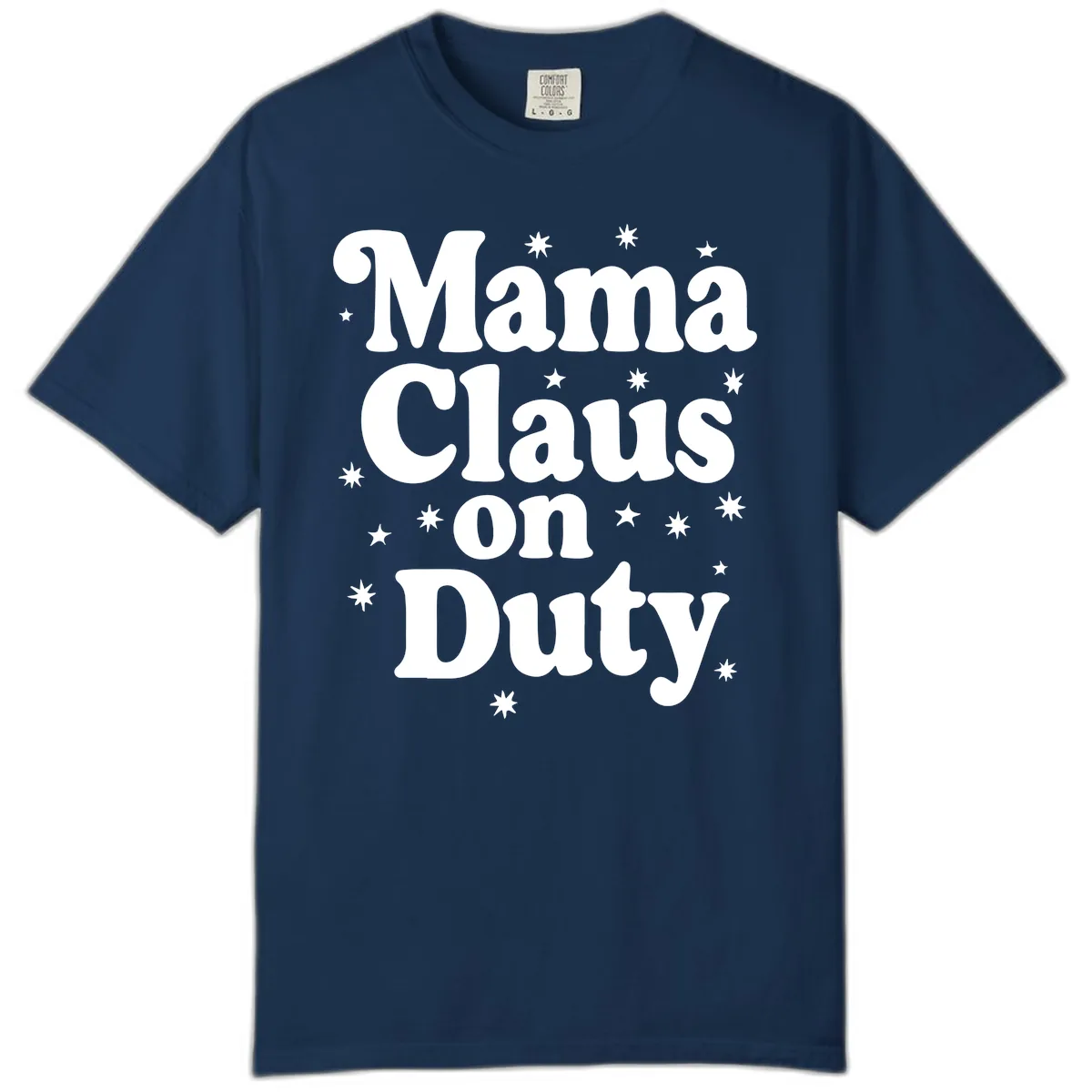 Mama Claus On Duty Holiday Graphic Comfort Color in Navy