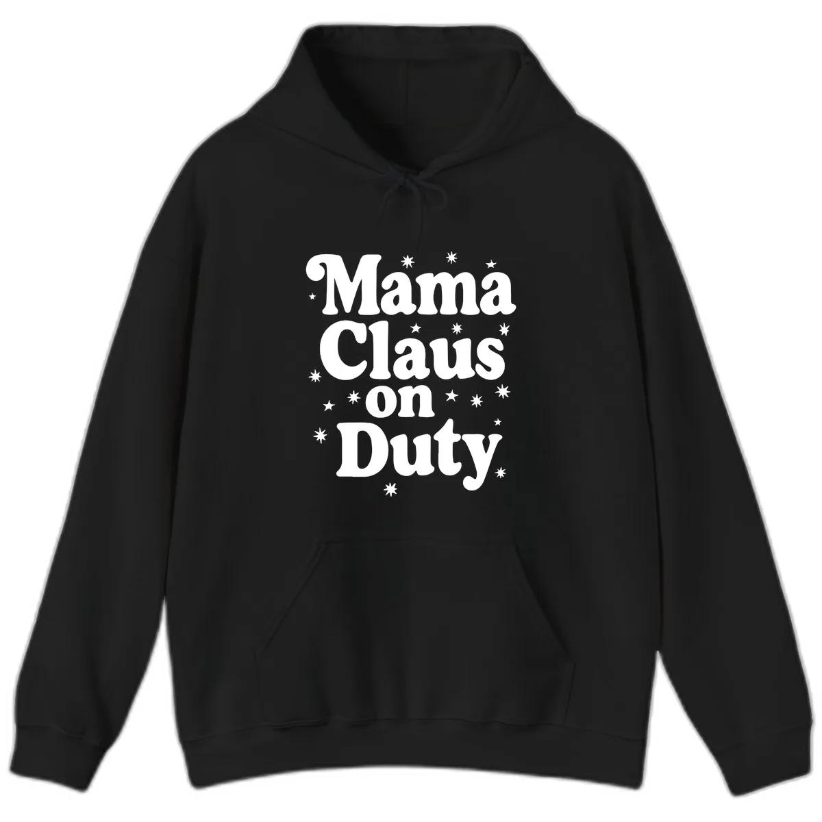 Mama Claus On Duty Holiday Graphic Hoodie in Black