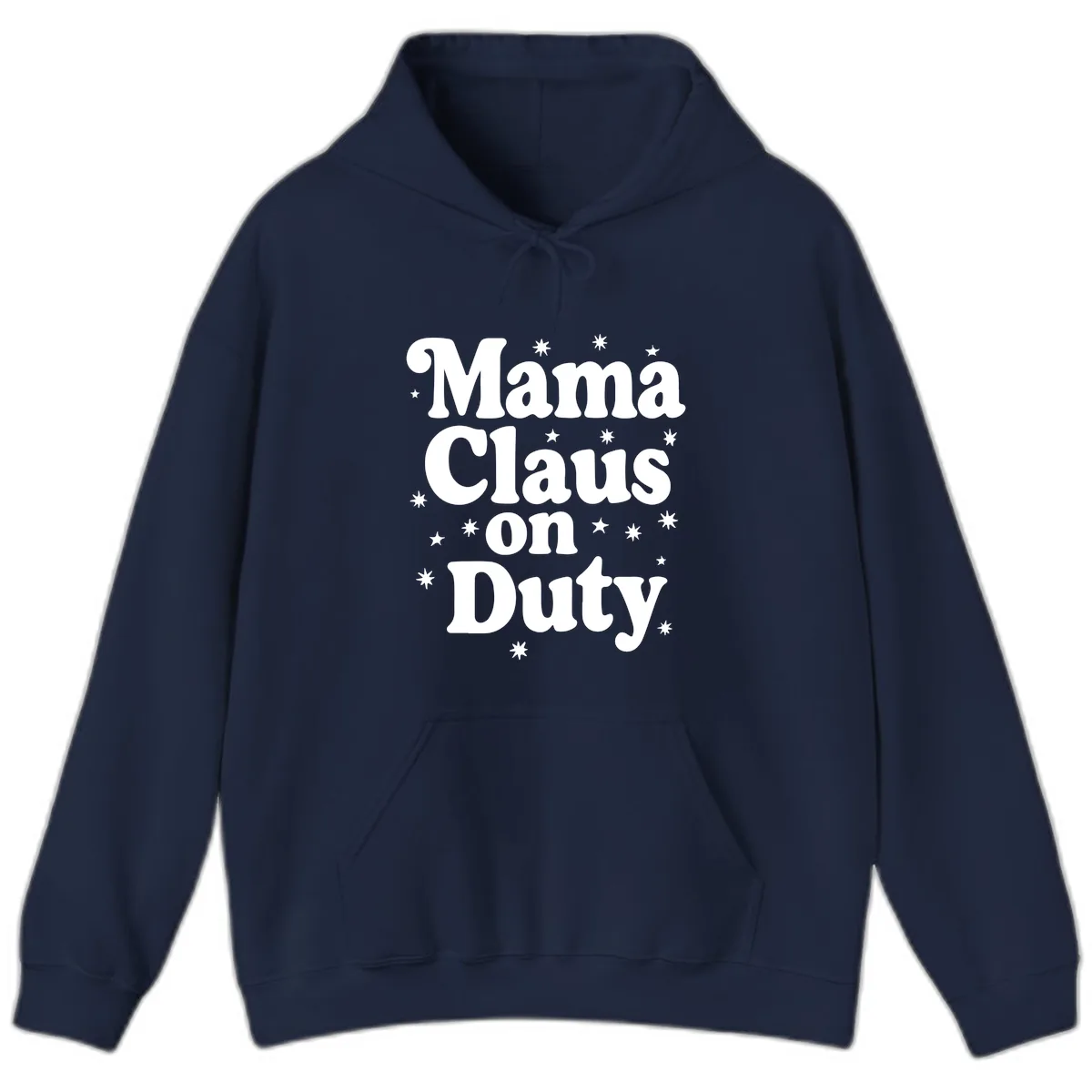 Mama Claus On Duty Holiday Graphic Hoodie in Navy
