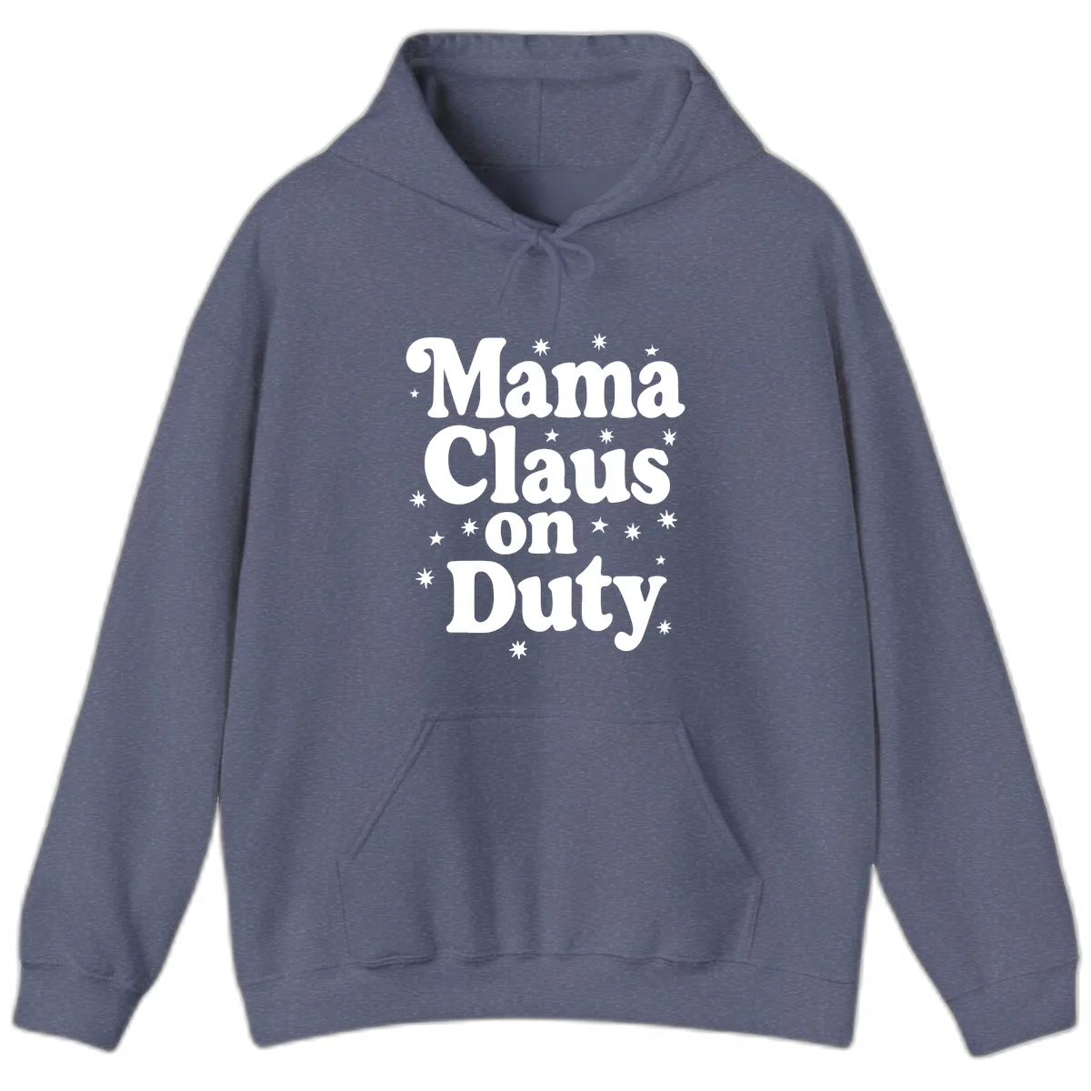 Mama Claus On Duty Holiday Graphic Hoodie in Heather Navy