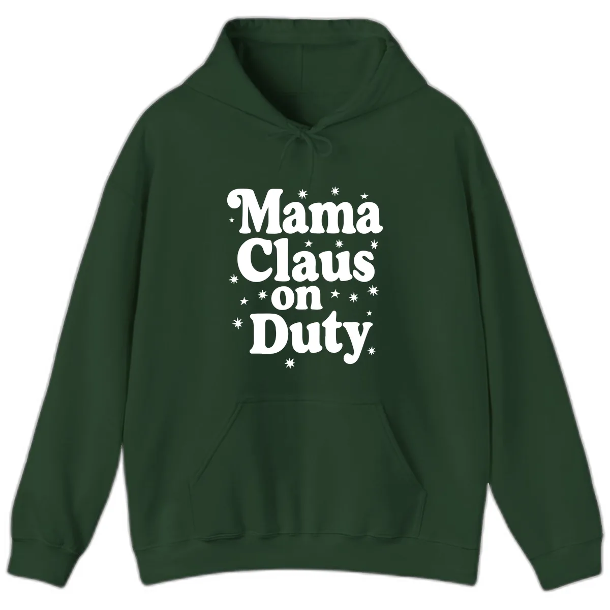 Mama Claus On Duty Holiday Graphic Hoodie in Forest Green