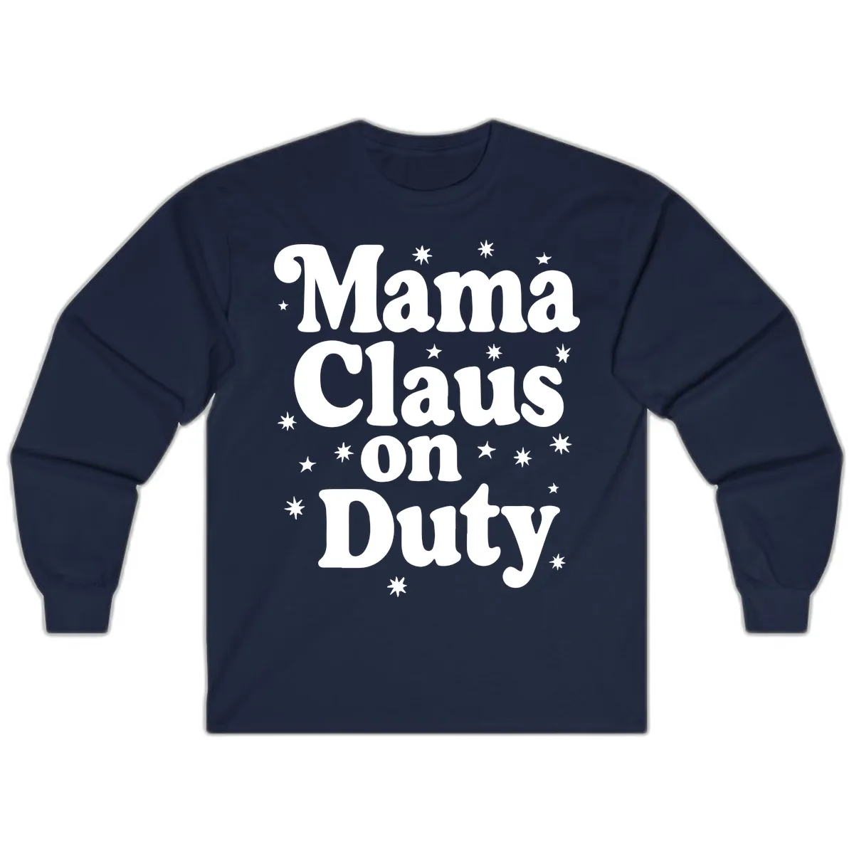 Mama Claus On Duty Holiday Graphic Long Sleeve in Navy