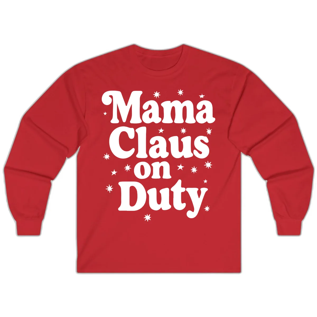 Mama Claus On Duty Holiday Graphic Long Sleeve in Red