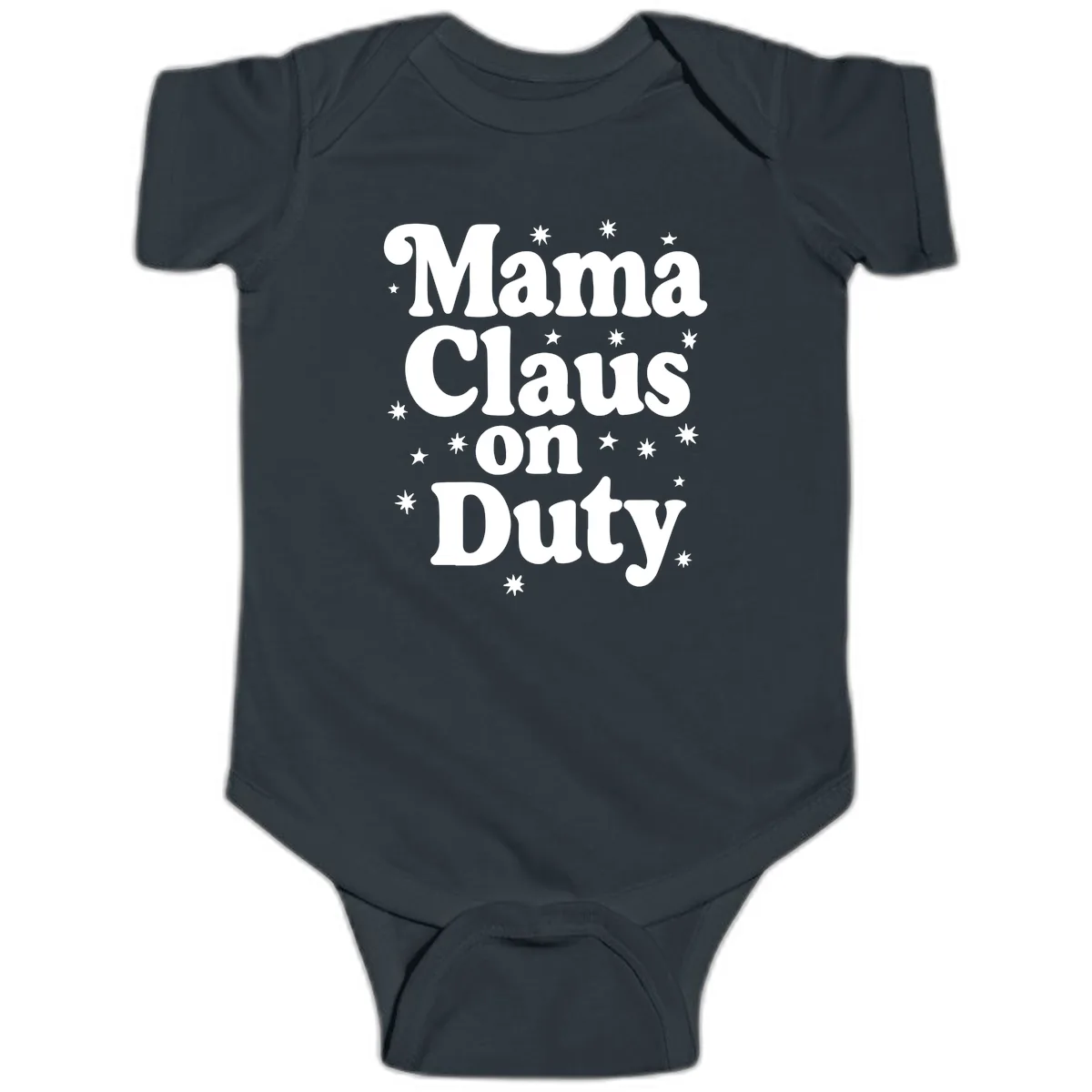 Mama Claus On Duty Holiday Graphic Baby Onesie in Black
