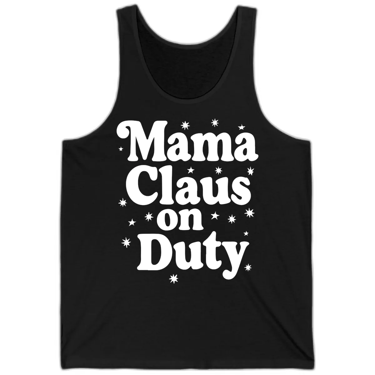 Mama Claus On Duty Holiday Graphic Tank in Black