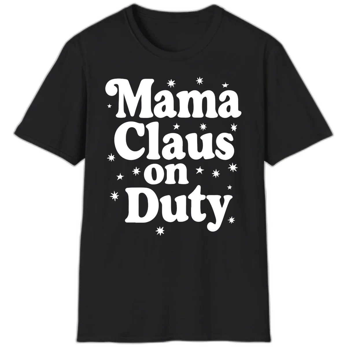 Mama Claus On Duty Holiday Graphic T-Shirt in Black