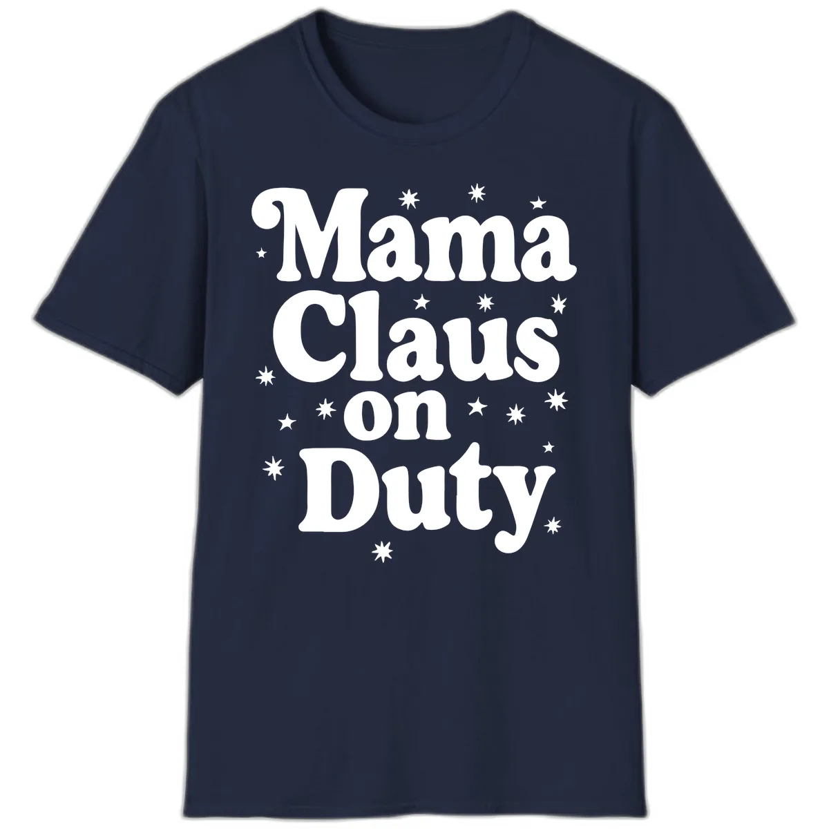 Mama Claus On Duty Holiday Graphic T-Shirt in Navy