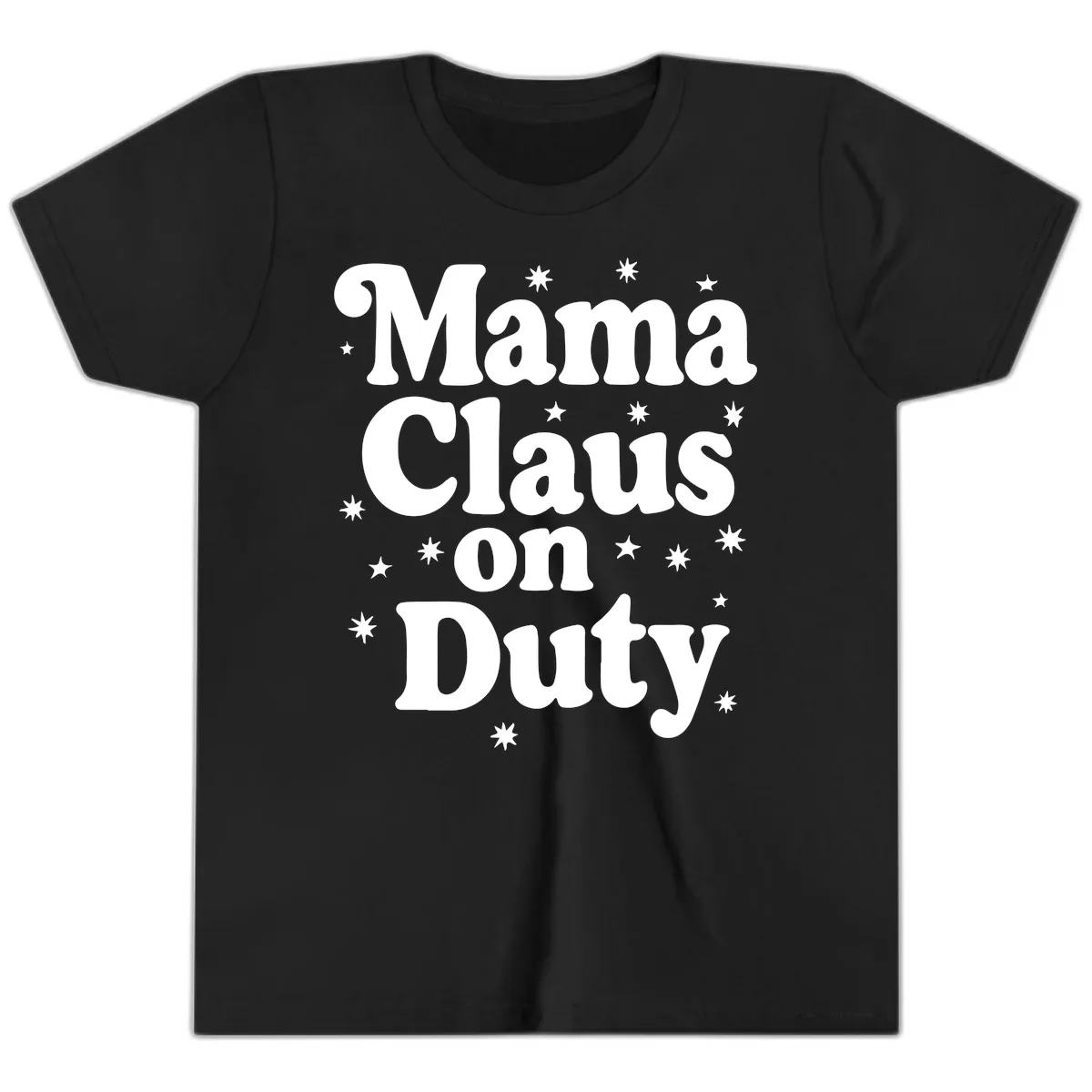 Mama Claus On Duty Holiday Graphic Youth T-Shirt in Black