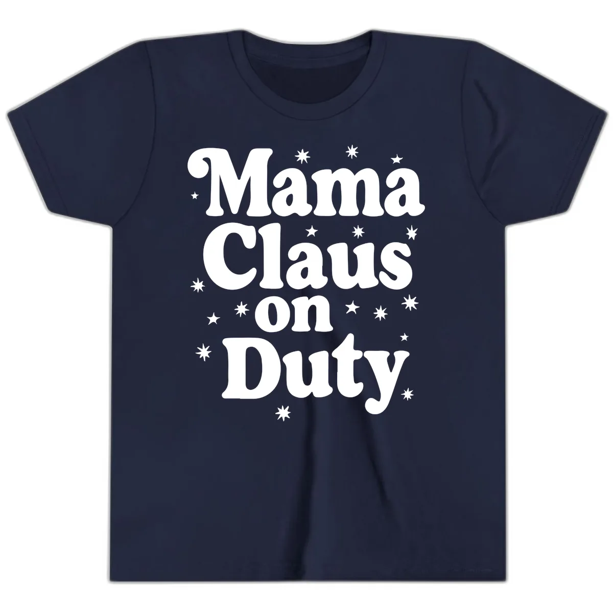 Mama Claus On Duty Holiday Graphic Youth T-Shirt in Navy