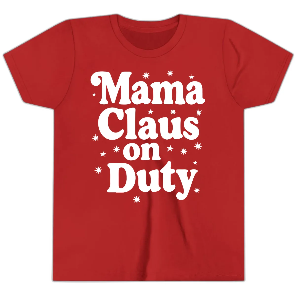 Mama Claus On Duty Holiday Graphic Youth T-Shirt in Red