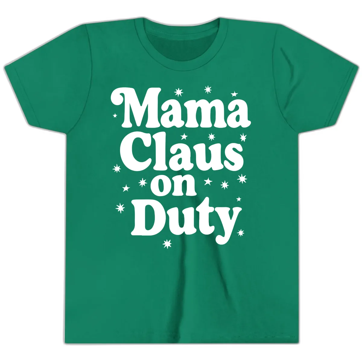 Mama Claus On Duty Holiday Graphic Youth T-Shirt in Kelly