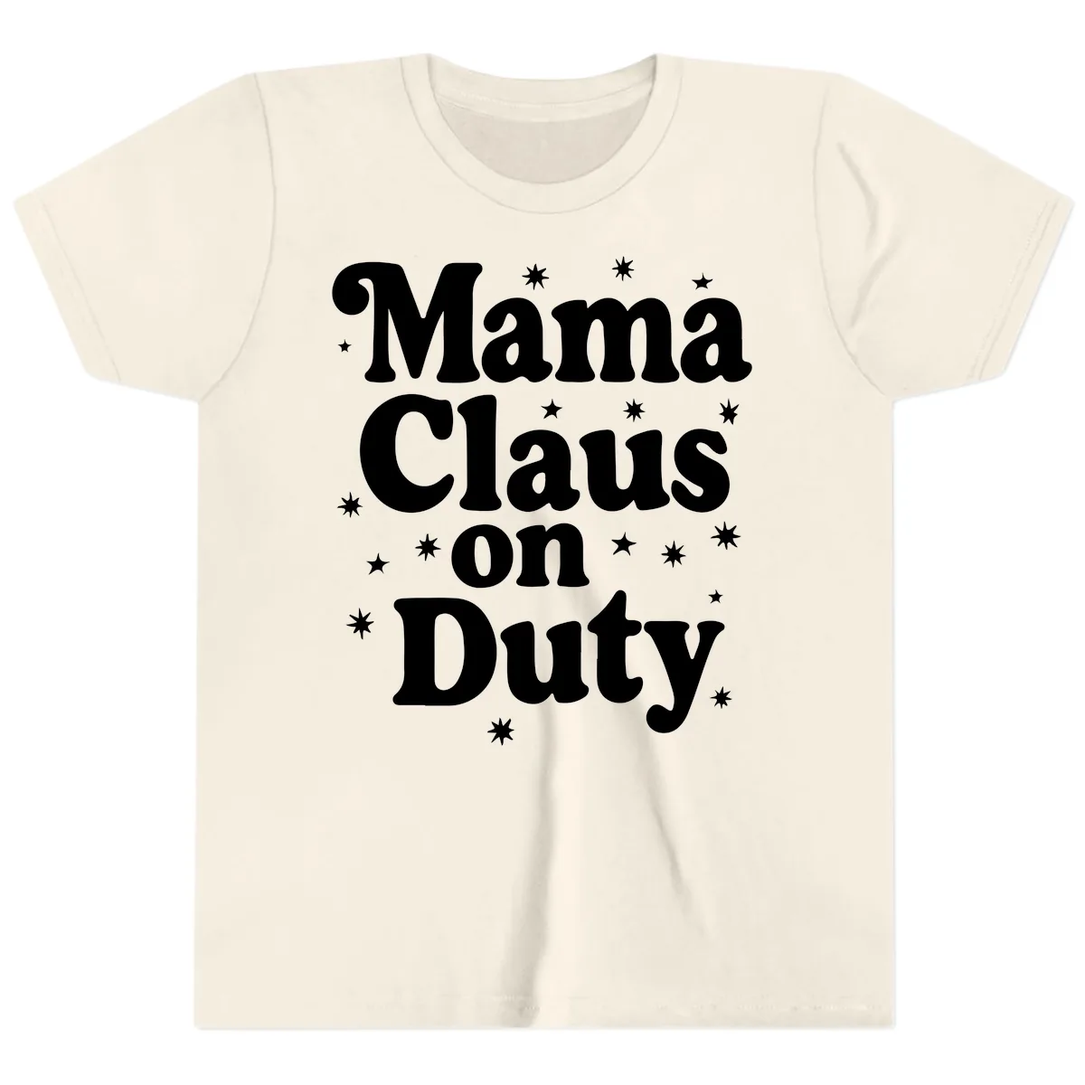 Mama Claus On Duty Holiday Graphic Youth T-Shirt in Natural