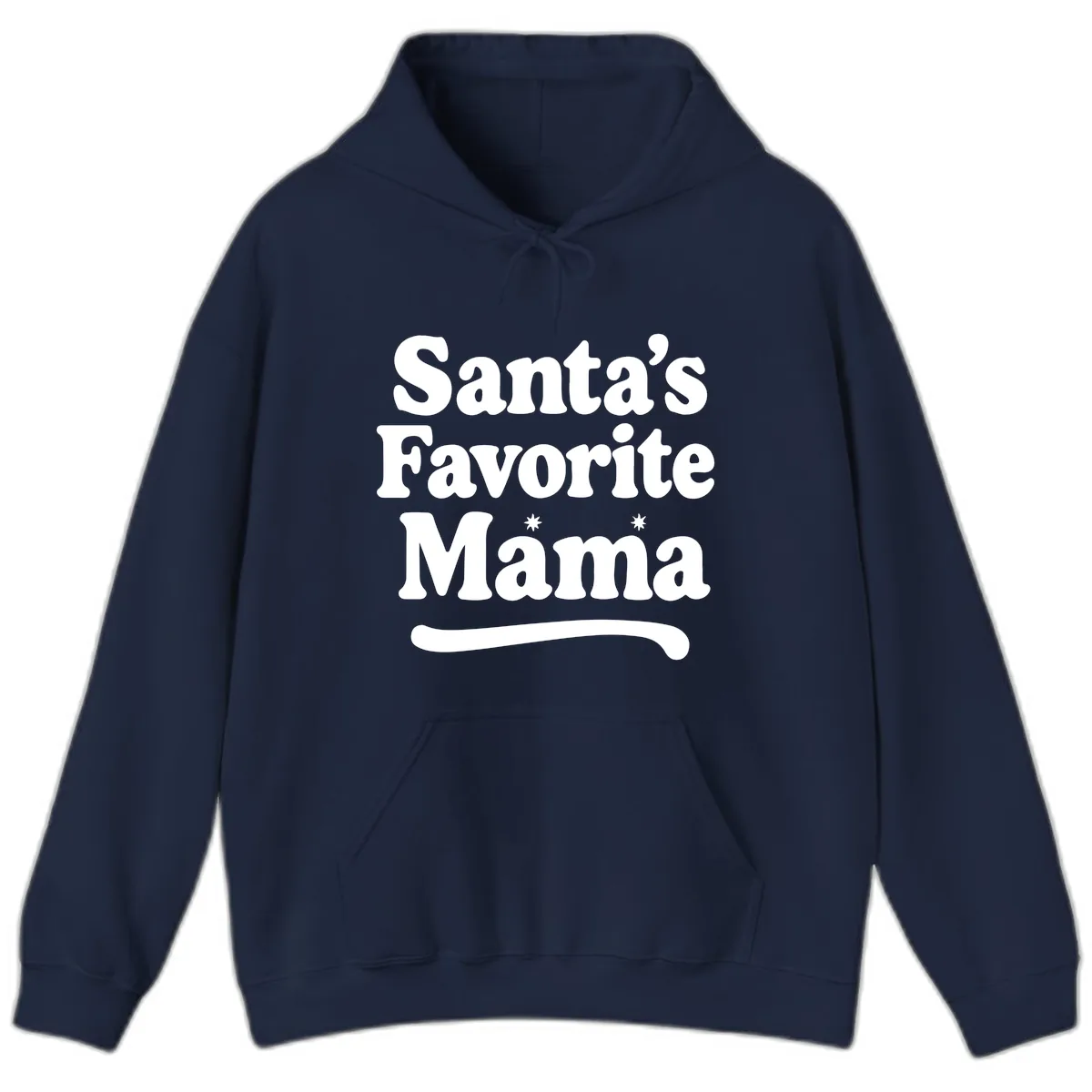 Santa's Favorite Mama Holiday Design Hoodie in Navy