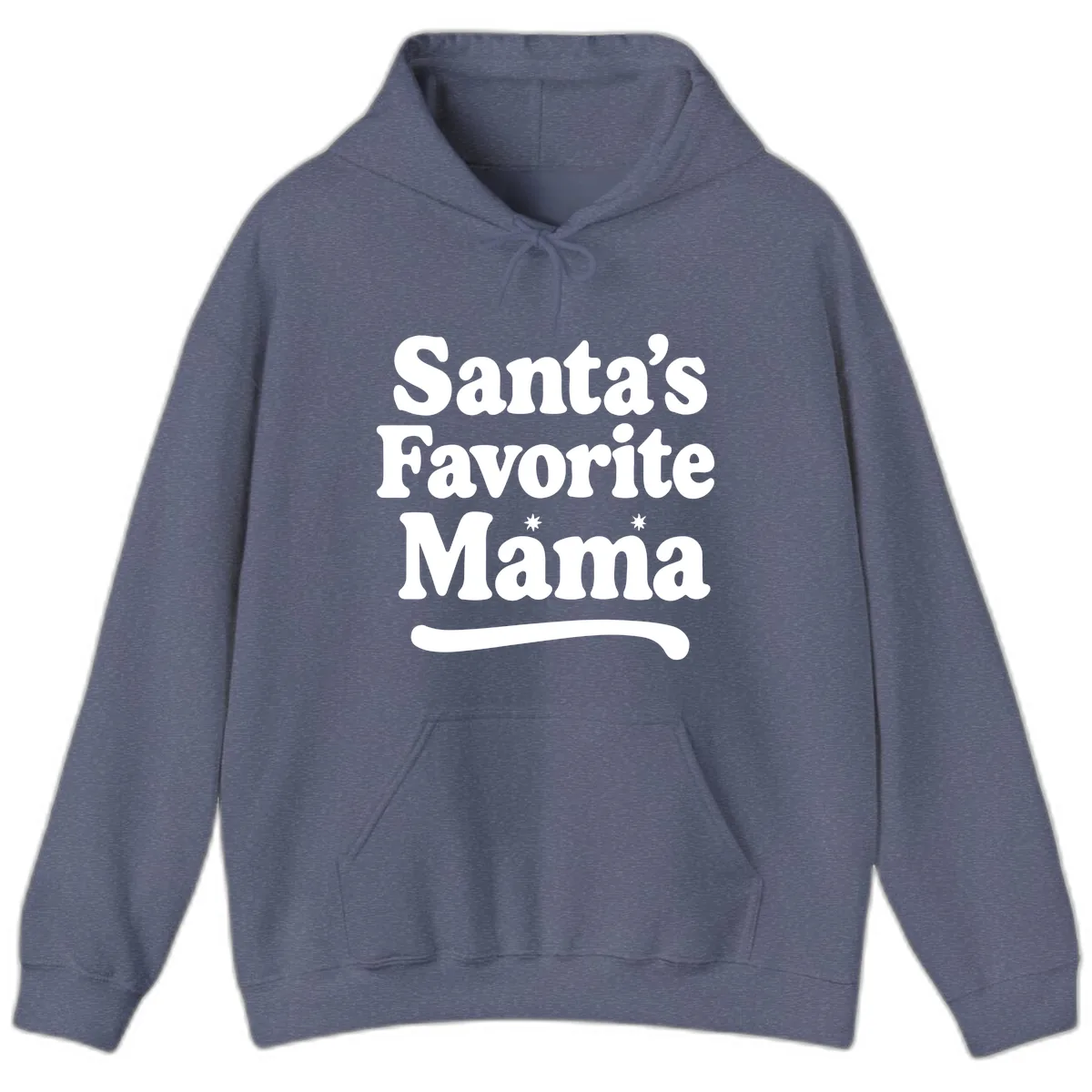Santa's Favorite Mama Holiday Design Hoodie in Heather Navy