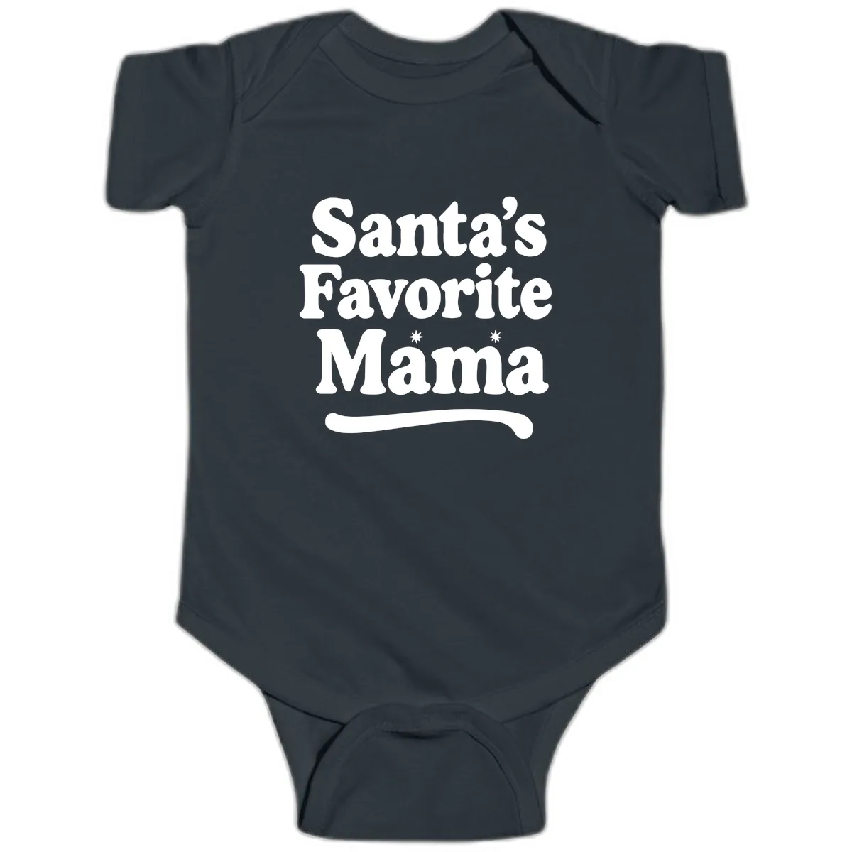 Santa's Favorite Mama Holiday Design Baby Onesie in Black