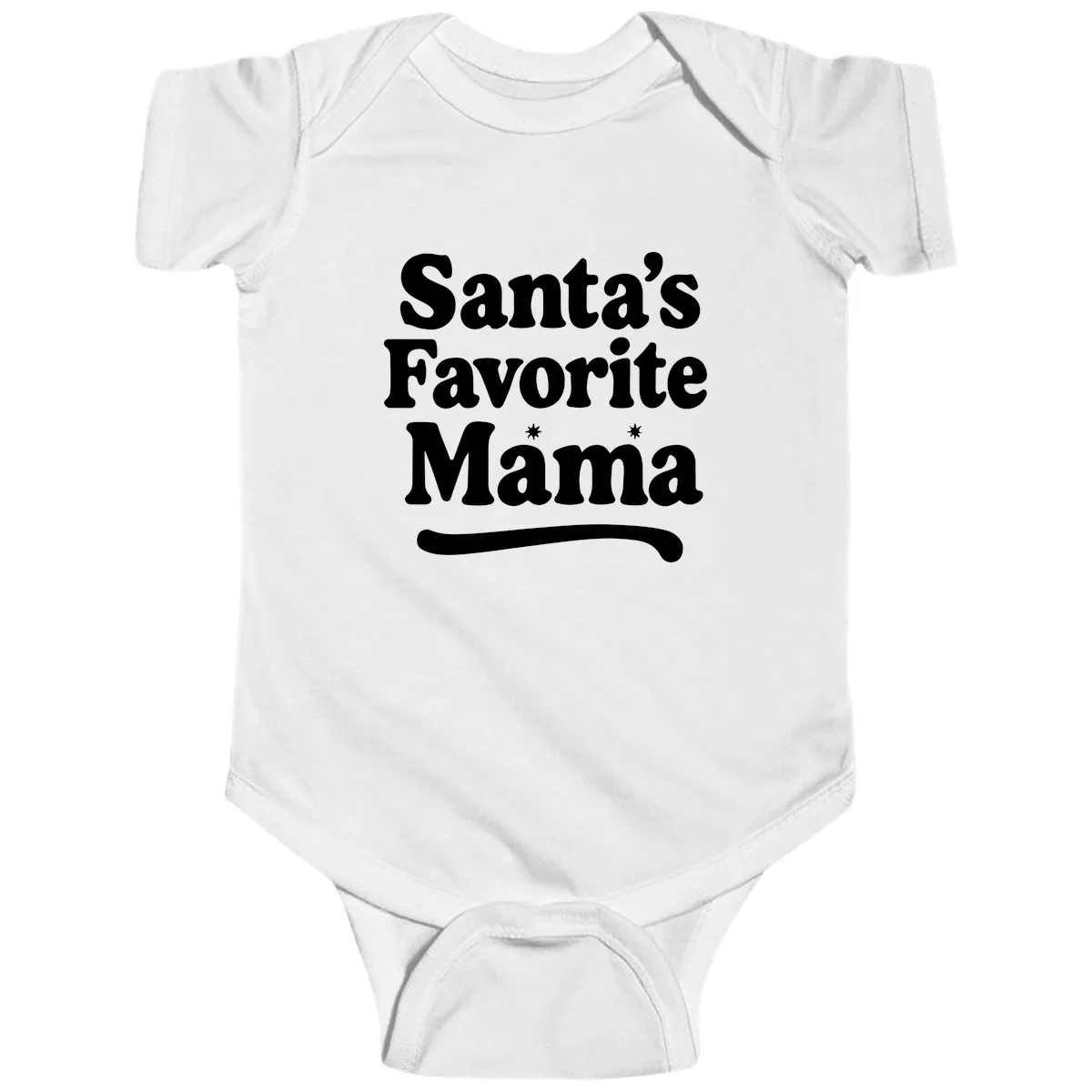 Santa's Favorite Mama Holiday Design Baby Onesie in White