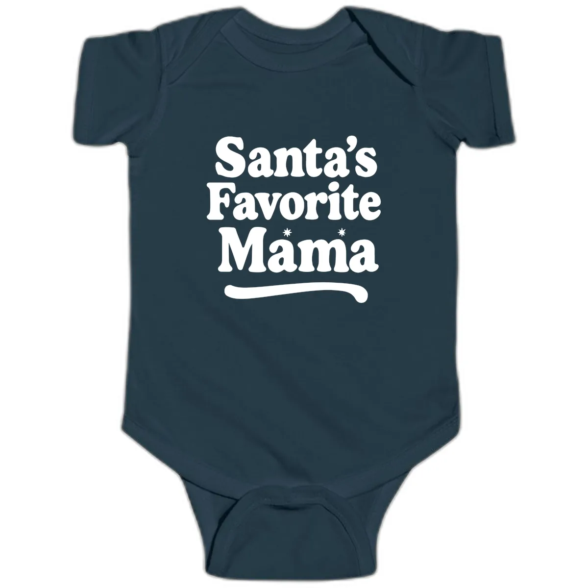 Santa's Favorite Mama Holiday Design Baby Onesie in Navy