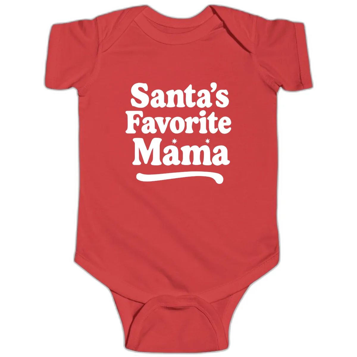 Santa's Favorite Mama Holiday Design Baby Onesie in Red