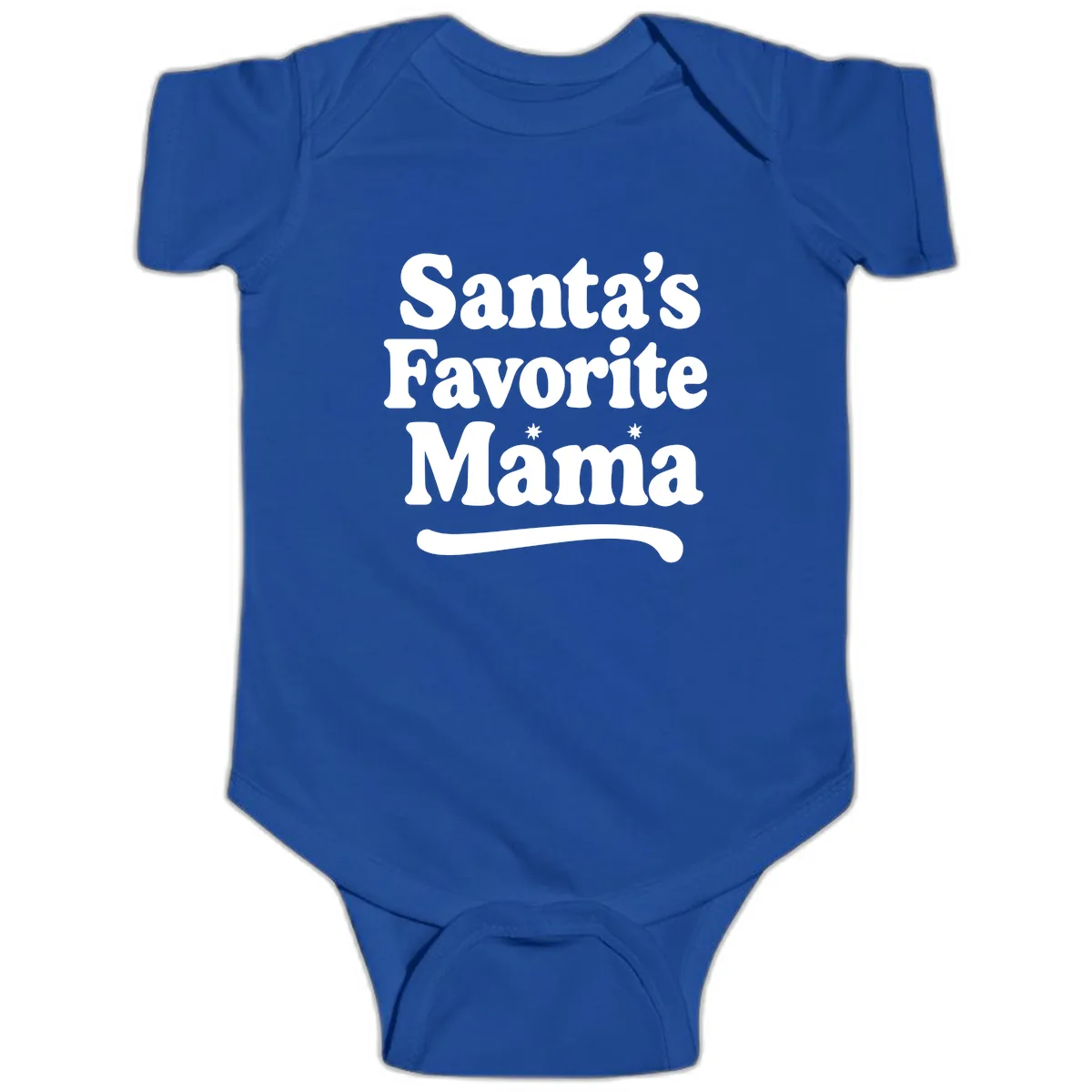 Santa's Favorite Mama Holiday Design Baby Onesie in Royal