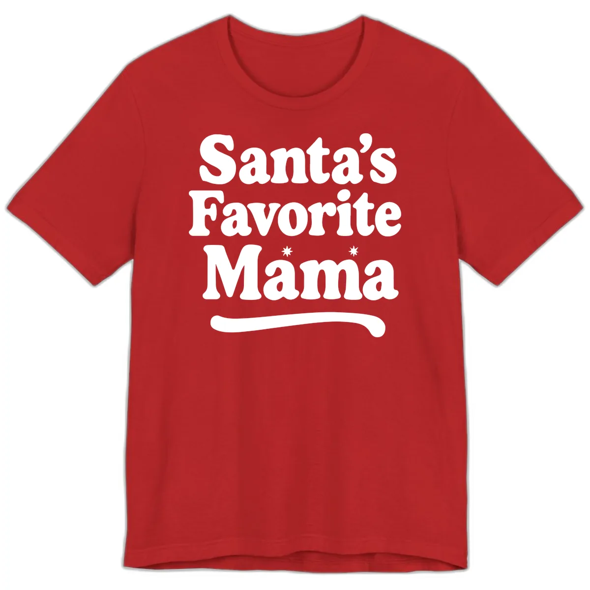 Santa's Favorite Mama Holiday Design Premium T-Shirt in Red