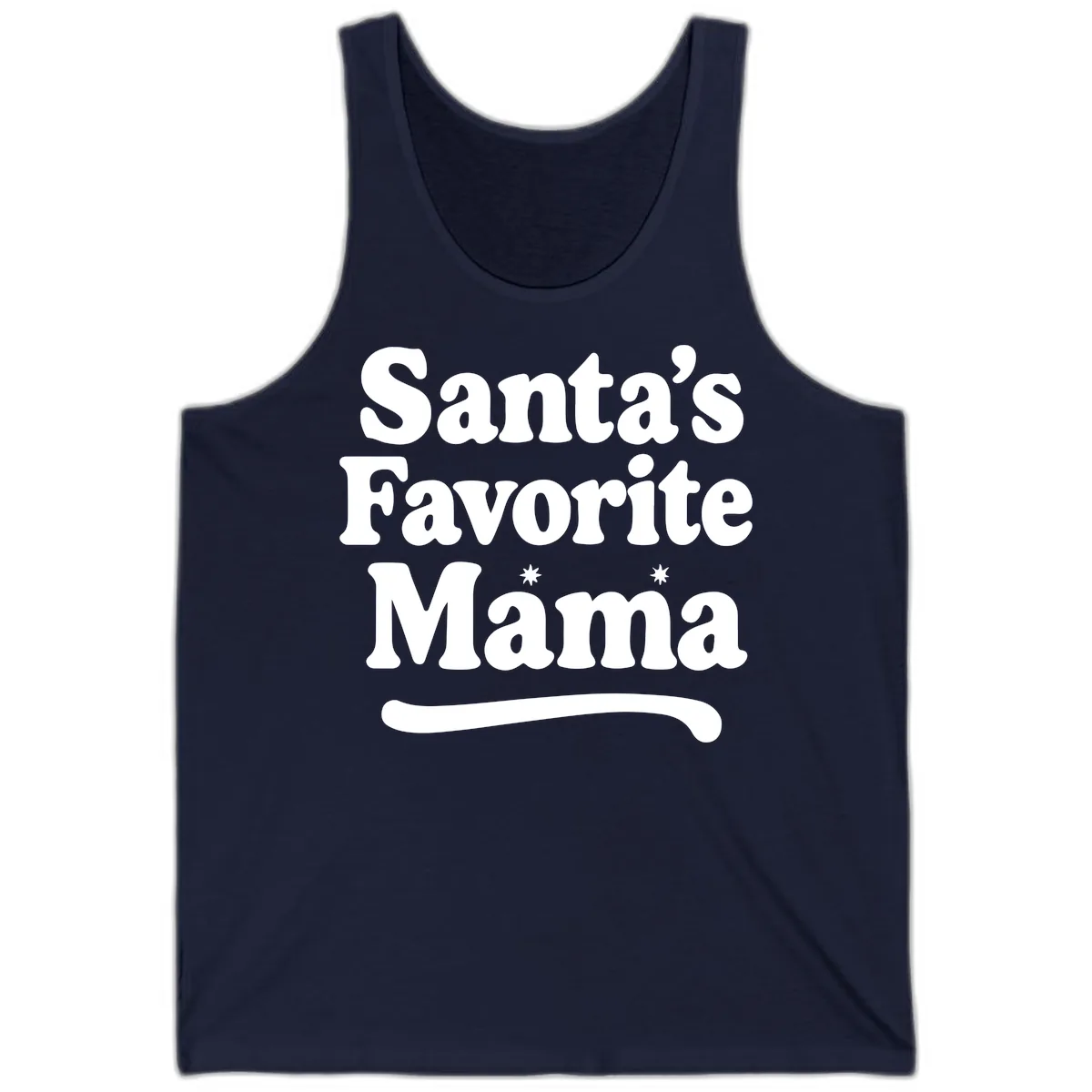 Santa's Favorite Mama Holiday Design Tank in Navy