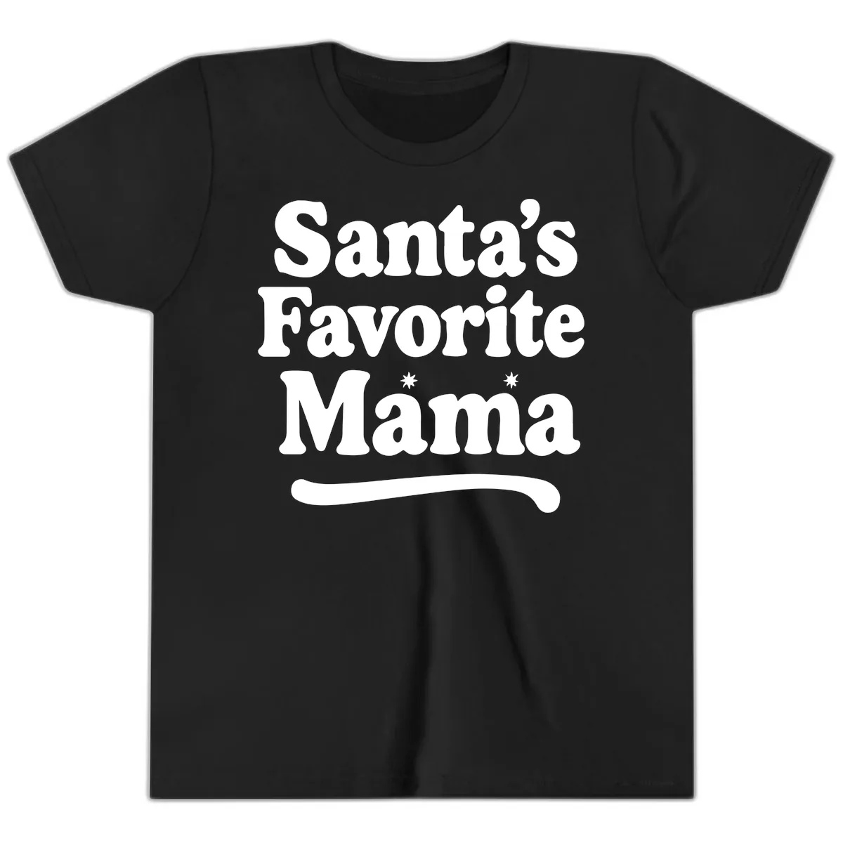 Santa's Favorite Mama Holiday Design Youth T-Shirt in Black