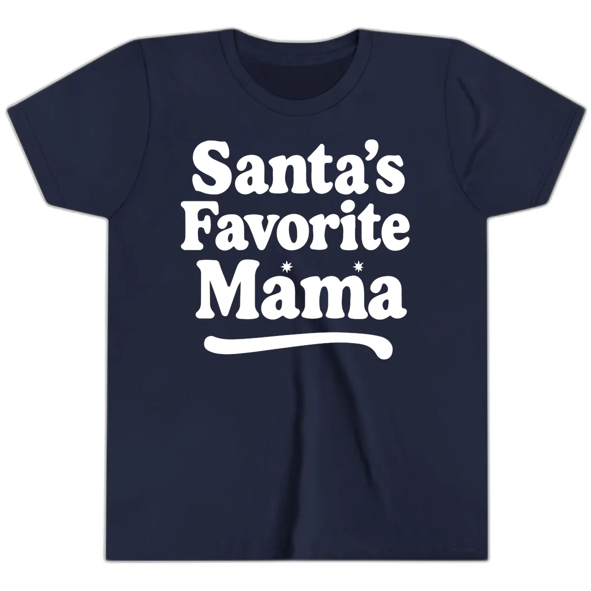 Santa's Favorite Mama Holiday Design Youth T-Shirt in Navy