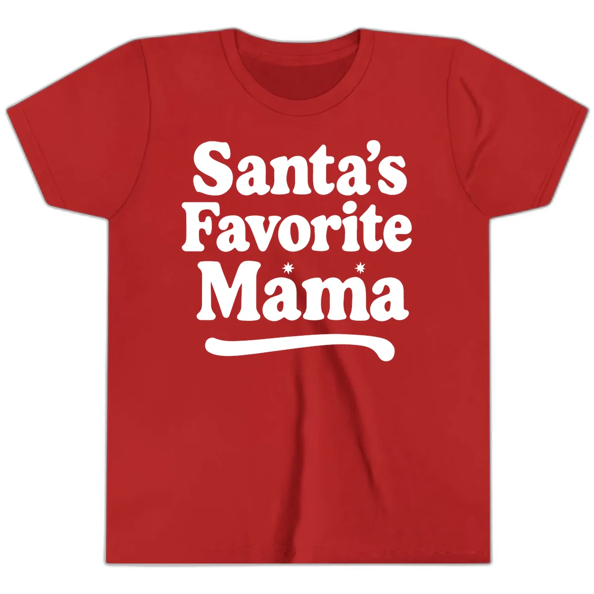 Santa's Favorite Mama Holiday Design Youth T-Shirt in Red