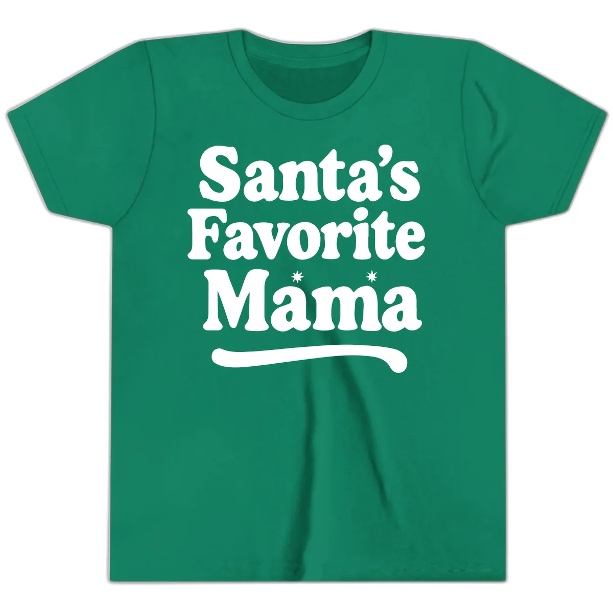 Santa's Favorite Mama Holiday Design Youth T-Shirt in Kelly