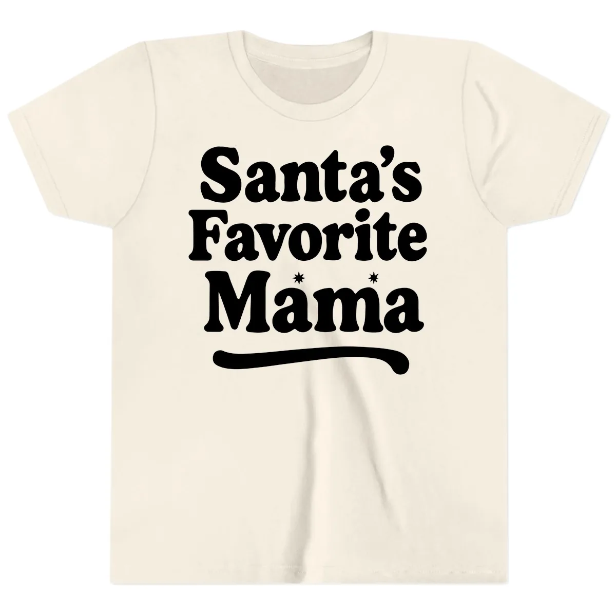 Santa's Favorite Mama Holiday Design Youth T-Shirt in Natural