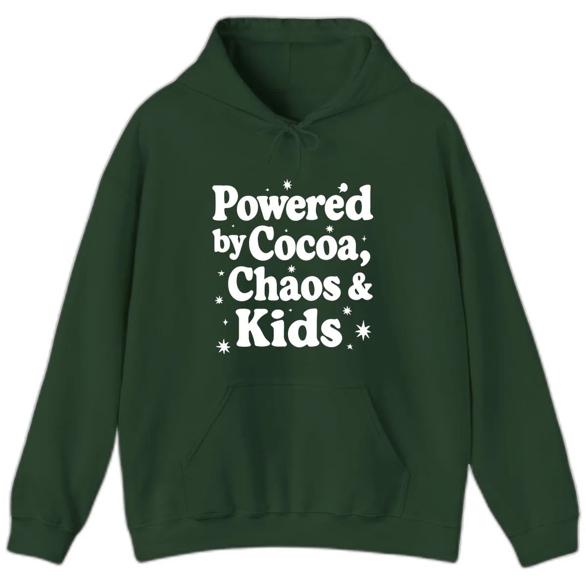 Powered By Cocoa Chaos And Kids Hoodie in Forest Green