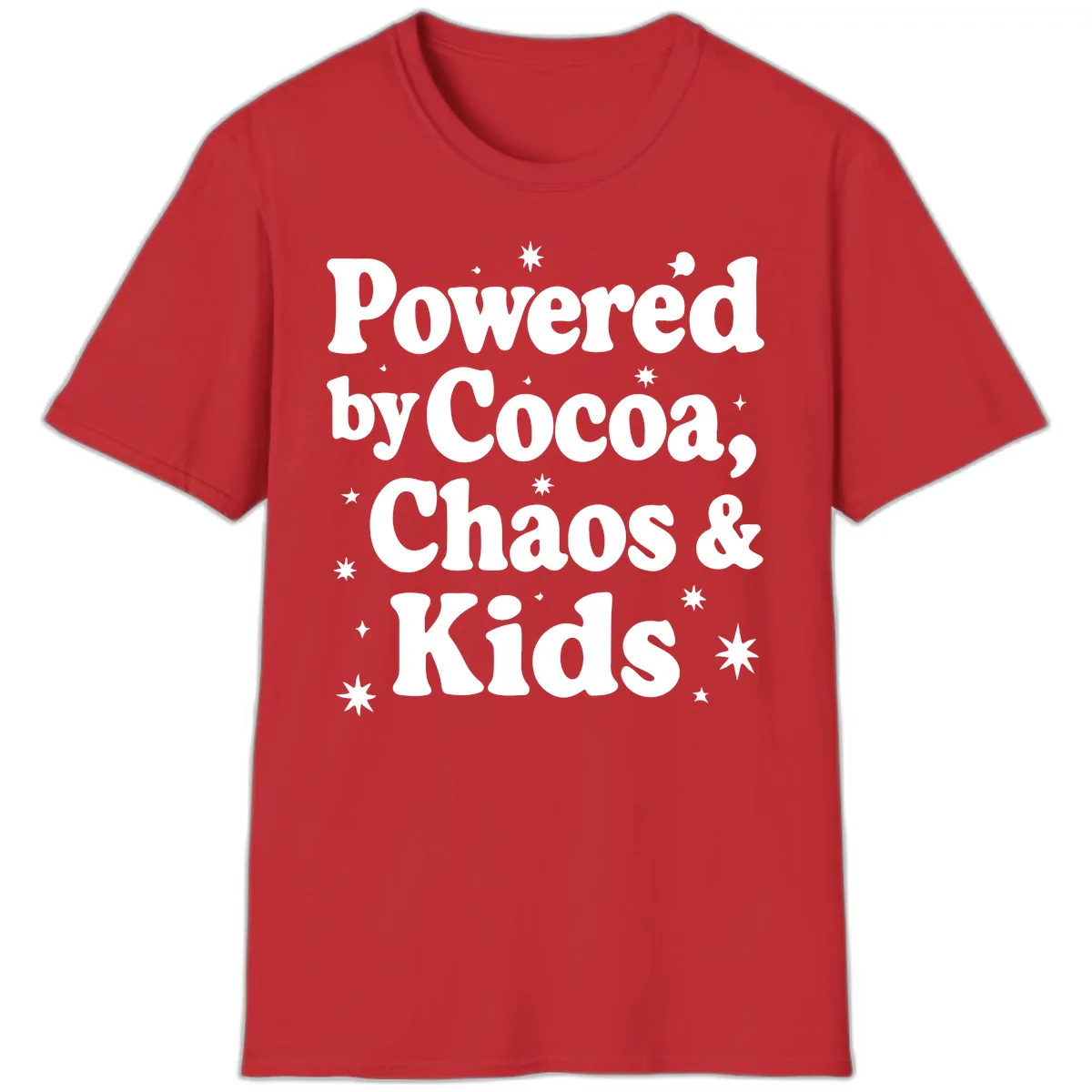 Powered By Cocoa Chaos And Kids T-Shirt in Red