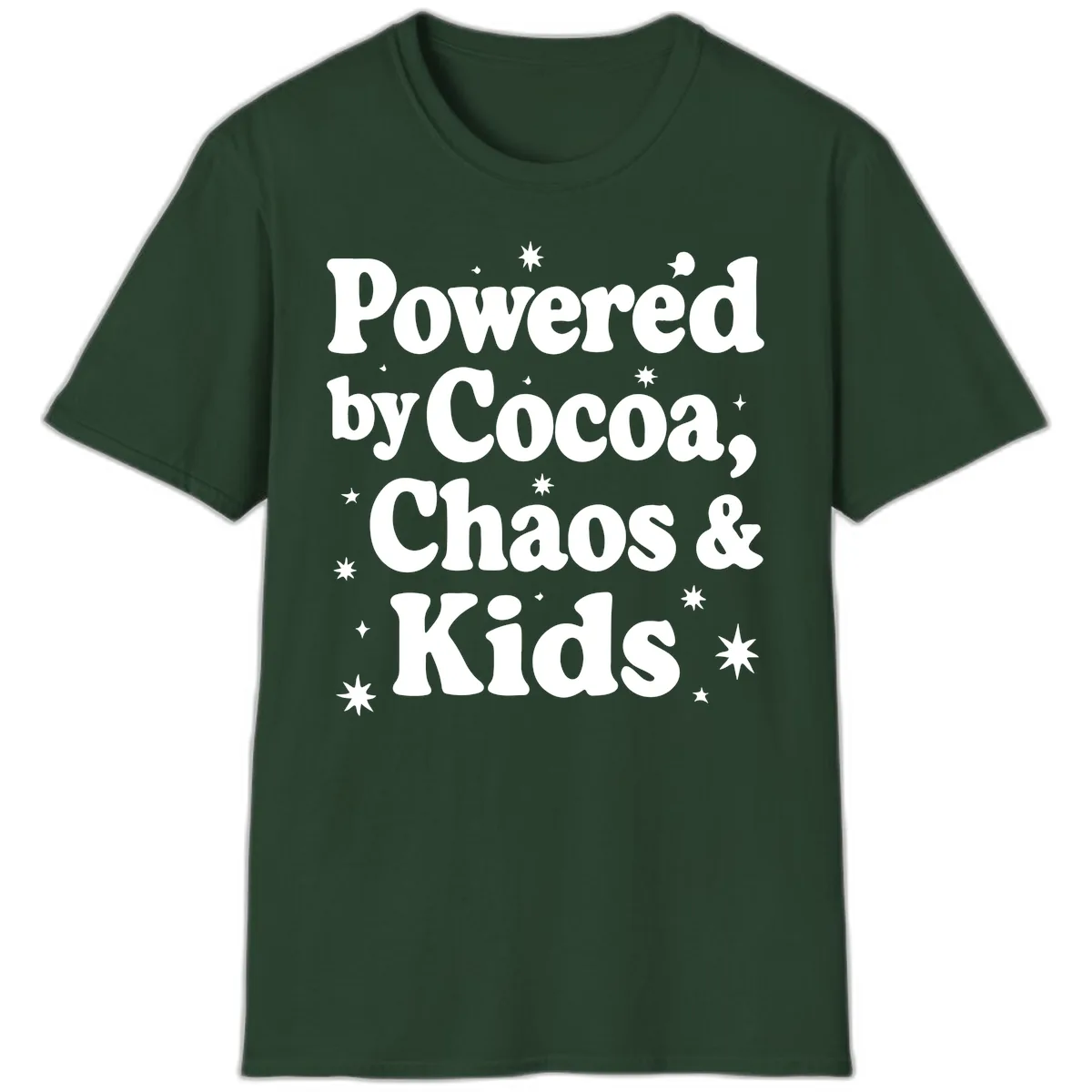 Powered By Cocoa Chaos And Kids T-Shirt in Forest Green