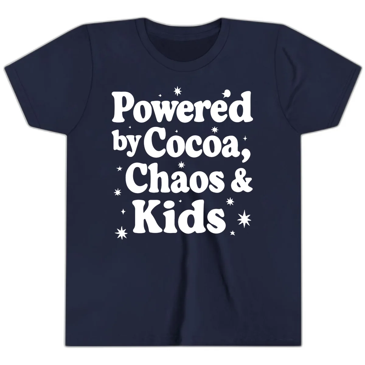 Powered By Cocoa Chaos And Kids Youth T-Shirt in Navy