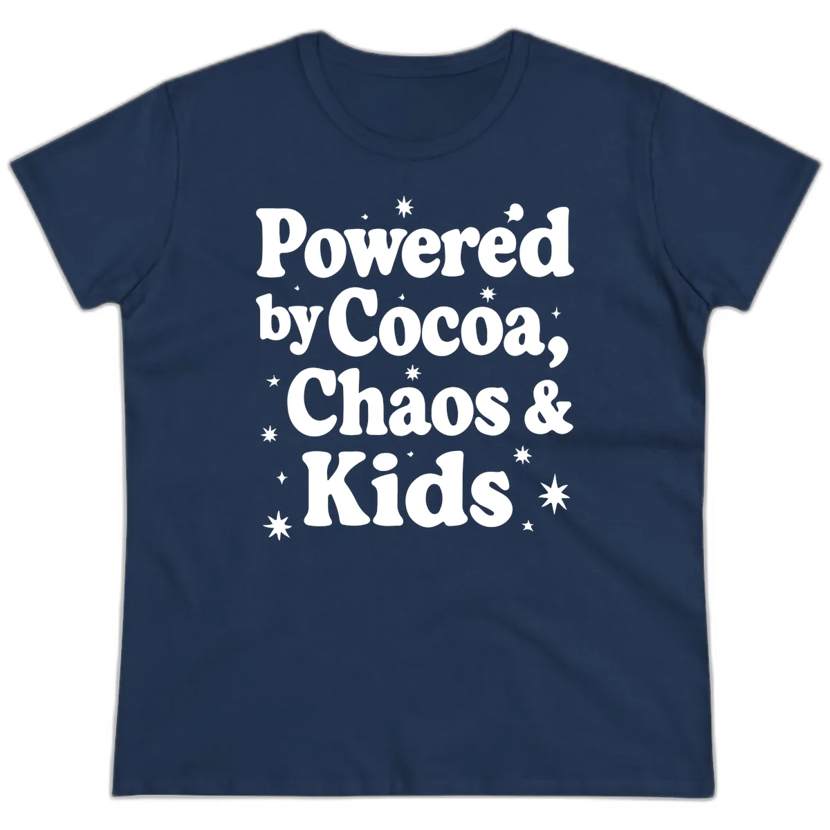 Powered by Cocoa Chaos and Kids Ladies Tee in Navy