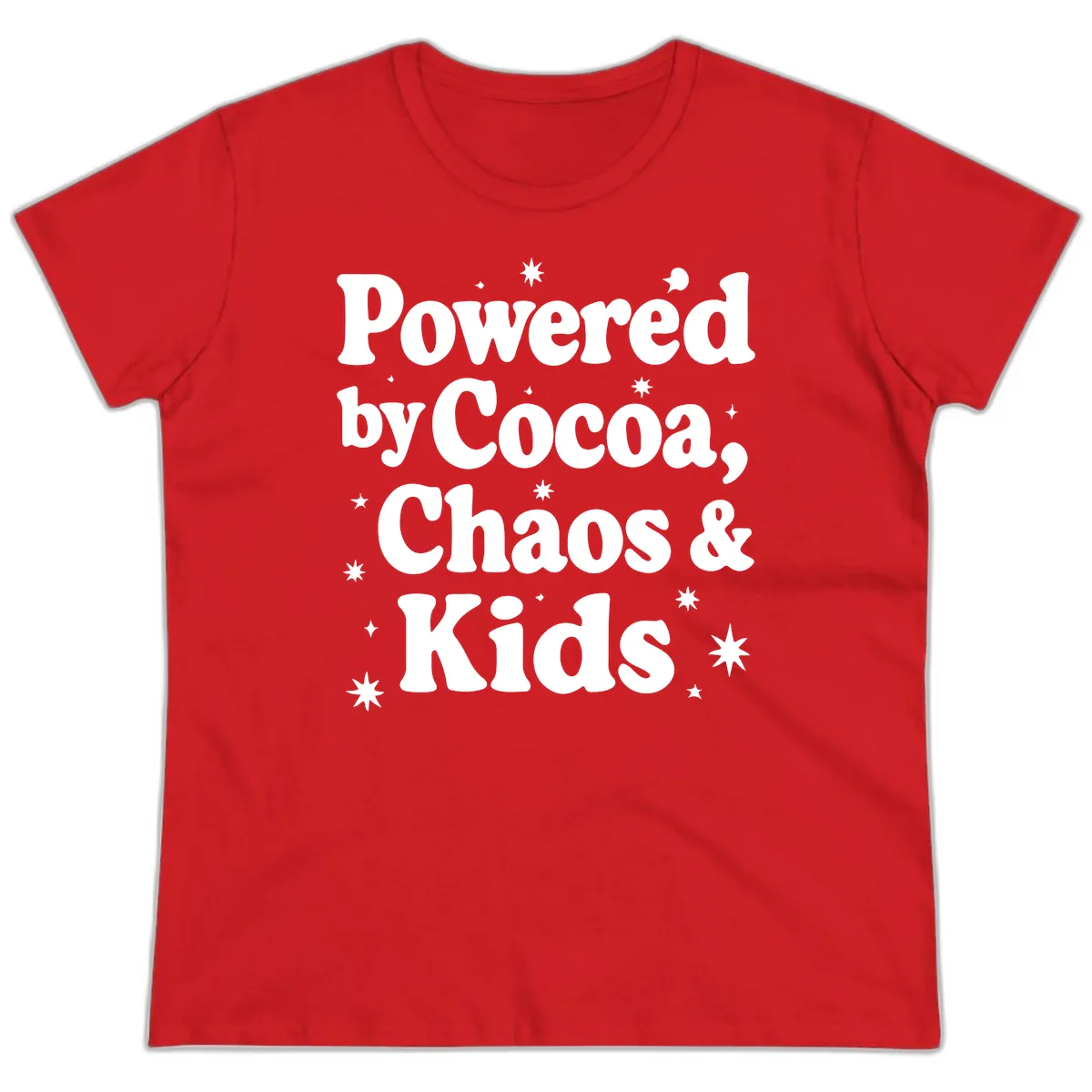Powered by Cocoa Chaos and Kids Ladies Tee in Red