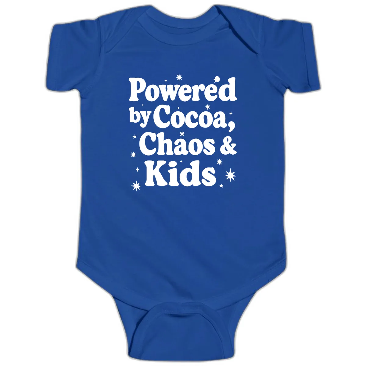 Powered by Cocoa Chaos and Kids Baby Onesie in Royal