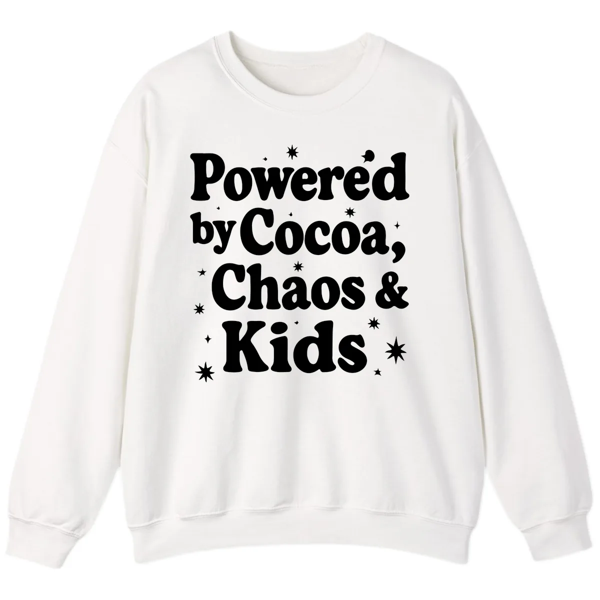 Powered by Cocoa Chaos and Kids Sweatshirt in White