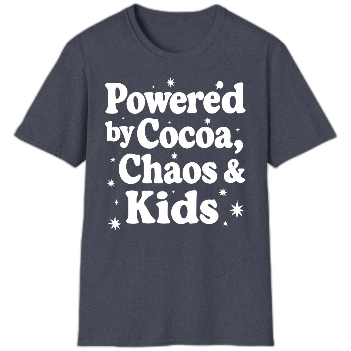 Powered by Cocoa Chaos and Kids T-Shirt in Heather Navy