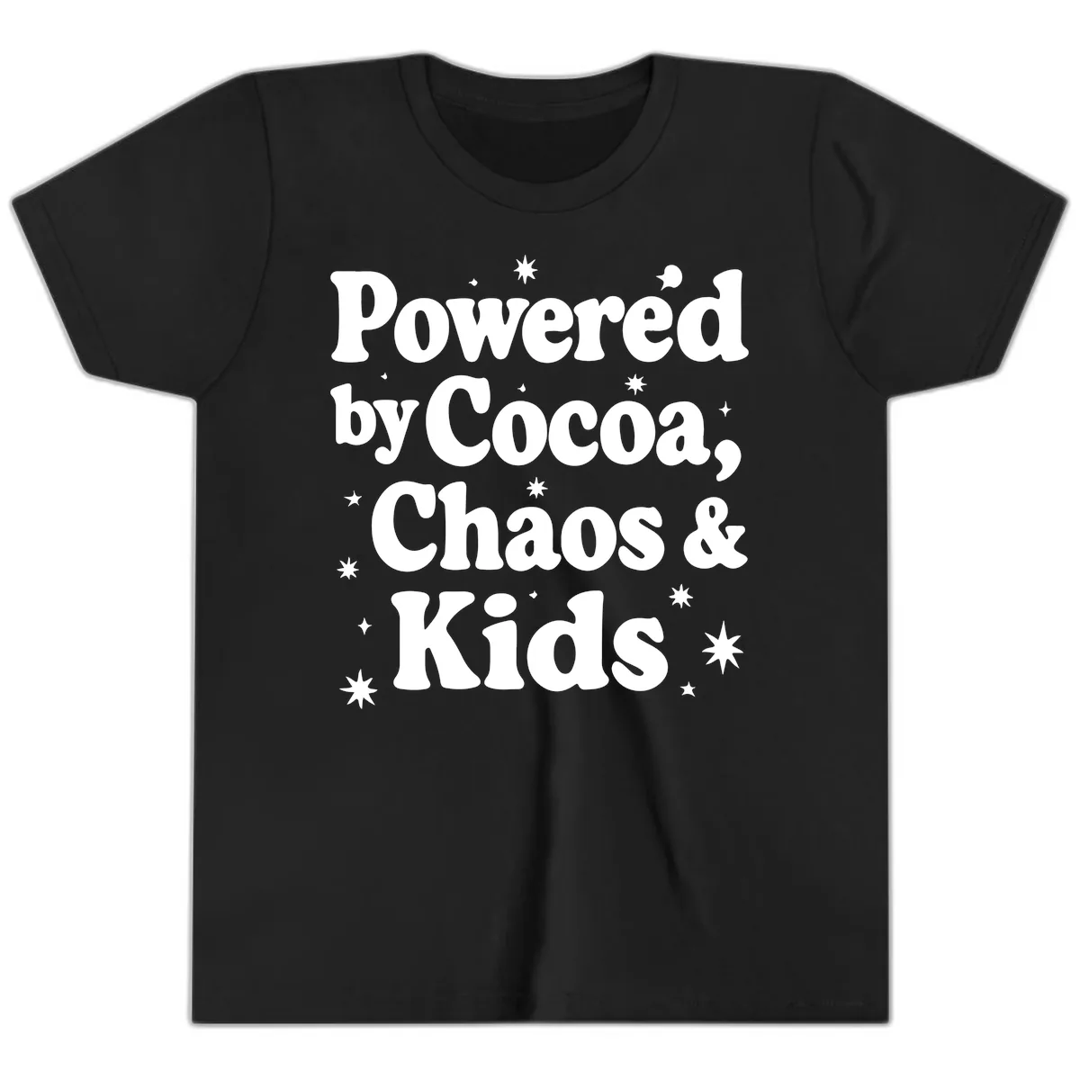 Powered by Cocoa Chaos and Kids Youth T-Shirt in Black