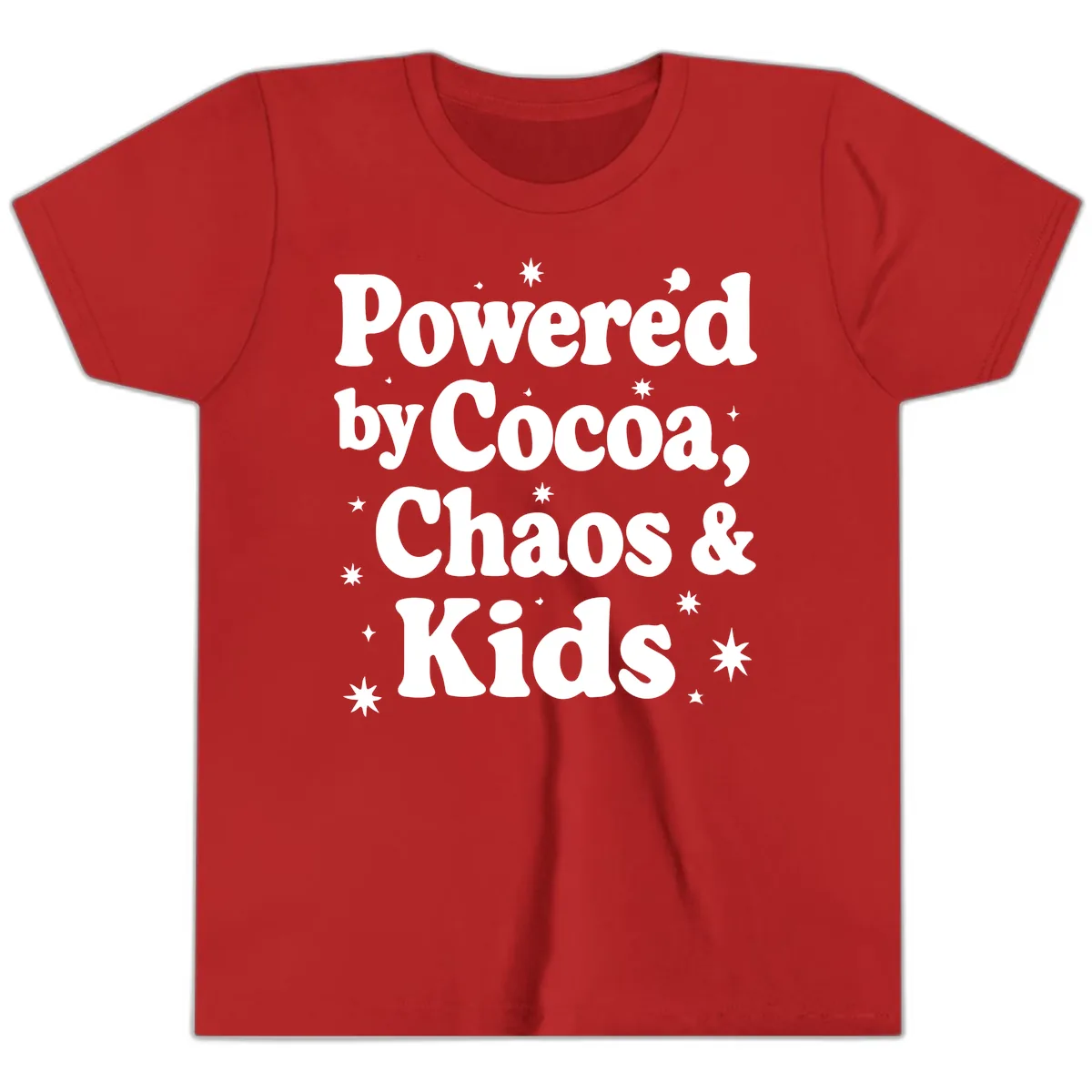 Powered by Cocoa Chaos and Kids Youth T-Shirt in Red