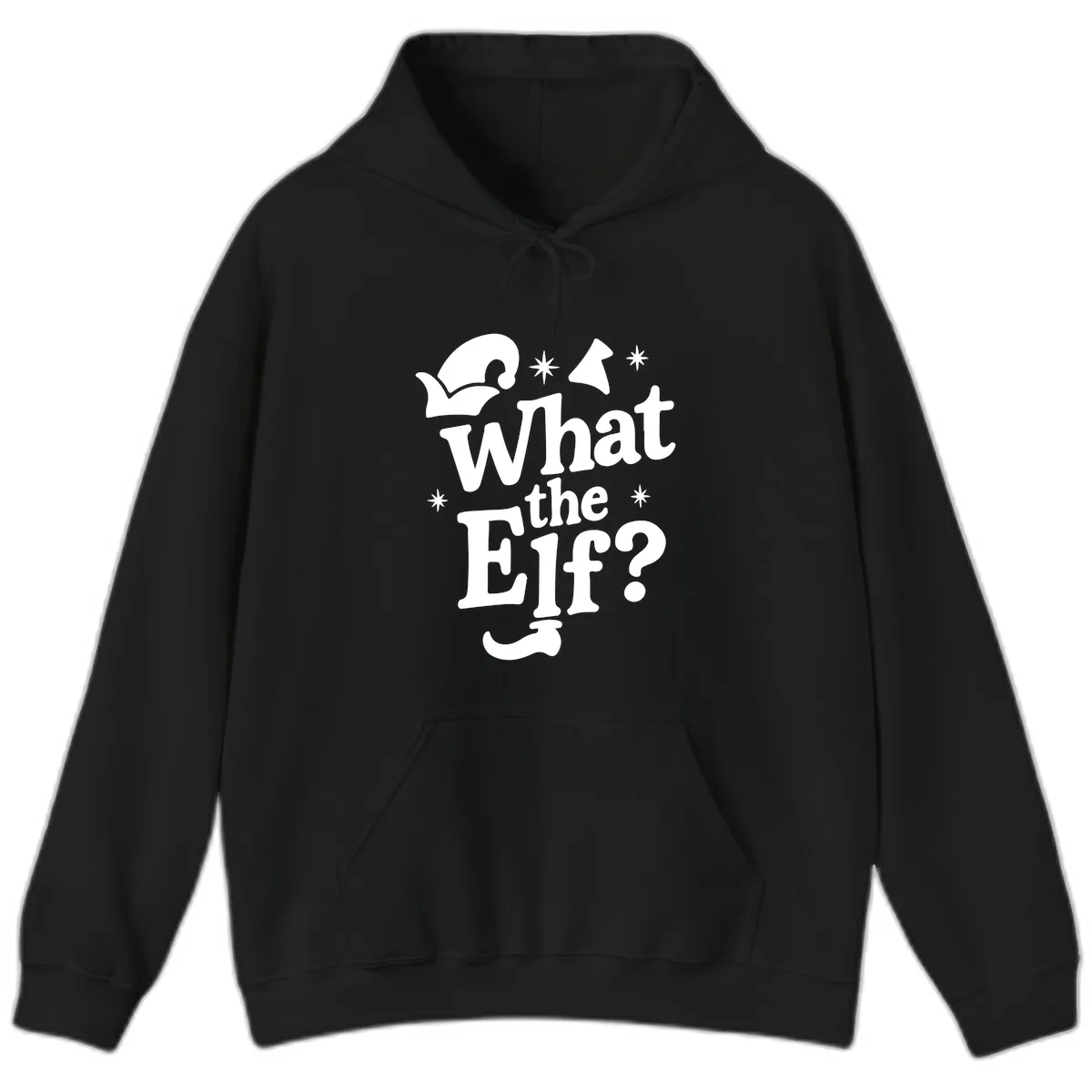 What The Elf Holiday Phrase Design Hoodie in Black