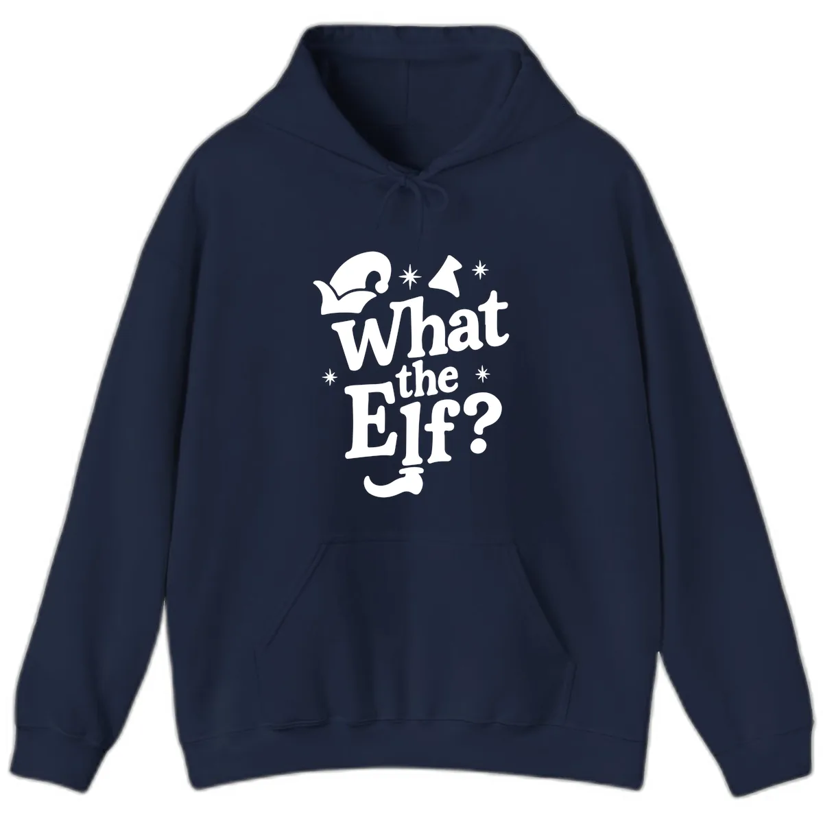 What The Elf Holiday Phrase Design Hoodie in Navy
