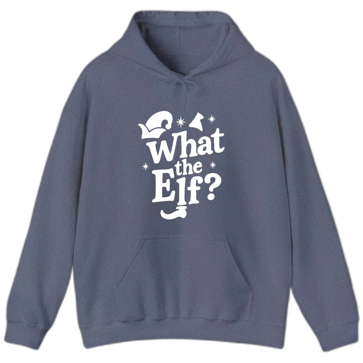 What The Elf Holiday Phrase Design Hoodie in Heather Navy
